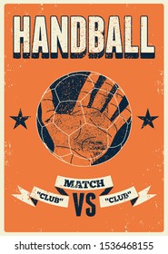 Handball typographical vintage grunge style poster. Retro vector illustration.