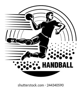 Handball. Vector illustration in the engraving style