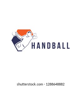 Handball vector sign. Abstract colorful silhouette of player for tournament logo or badge. Handball logo team