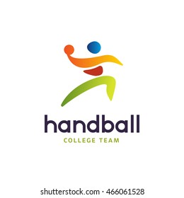 Handball vector sign. Abstract colorful silhouette of player for tournament logo or badge. Handball College team