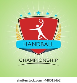 Handball - Winner Golden Laurel Seal with Golden Ribbon - Layered EPS 10 Vector