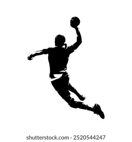 Handball women, female handball player, isolated vector silhouette