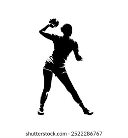 Handball women, female handball player, isolated vector silhouette