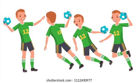 Handball Young Man Player Vector. Man. Sport Event. Energy, Aggression. Flat Athlete Cartoon Illustration