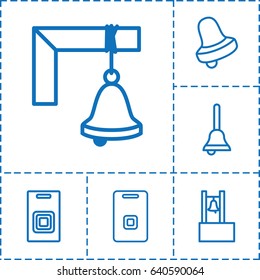 Handbell icon. set of 6 handbell outline icons such as bell, door ringer, bell