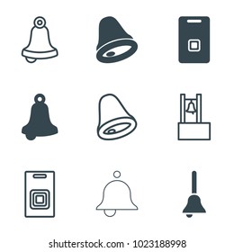 Handbell icons. set of 9 editable filled and outline handbell icons such as bell, door ringer, door bell