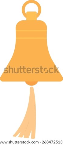 Handbell with Tassel Flat Illustration. Clean Icon Design Element on Isolated White Background