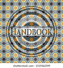 Handbook arabesque emblem background. arabic decoration.