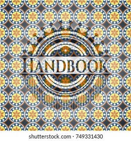 Handbook arabic emblem background. Arabesque decoration.