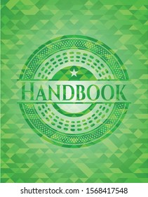 Handbook green mosaic emblem. Vector Illustration. Detailed.