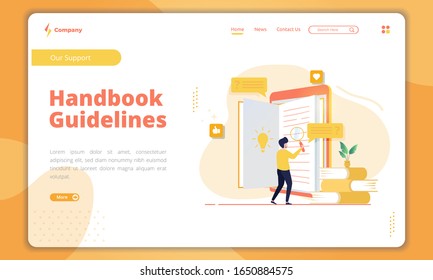 Handbook guidelines concept on landing page template