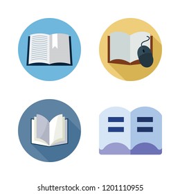 handbook icon set. vector set about open book icons set.