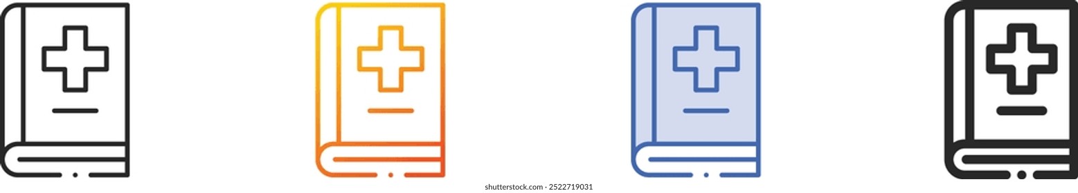 handbook icon.Thin Linear, gradiente, azul traçado e negrito estilo design isolado no fundo branco
