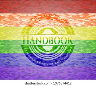 Handbook on mosaic background with the colors of the LGBT flag