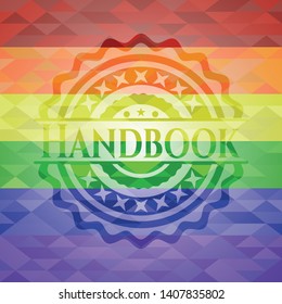 Handbook on mosaic background with the colors of the LGBT flag