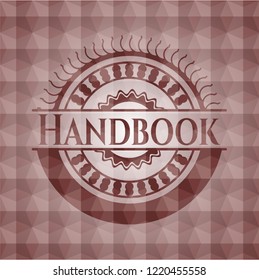 Handbook red badge with geometric pattern. Seamless.