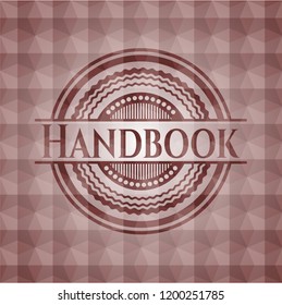 Handbook red seamless emblem with geometric pattern.