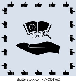 handbook sign on the hand vector icon