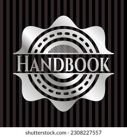 Handbook silvery emblem or badge. Vector Illustration. Mosaic. 