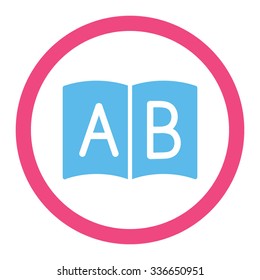 Handbook vector icon. Style is bicolor flat rounded symbol, pink and blue colors, rounded angles, white background.