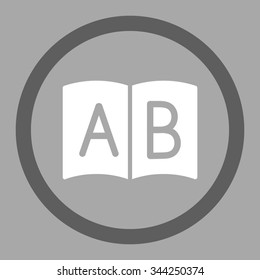 Handbook vector icon. Style is bicolor flat rounded symbol, dark gray and white colors, rounded angles, silver background.