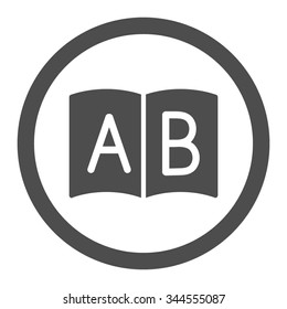 Handbook vector icon. Style is flat rounded symbol, gray color, rounded angles, white background.