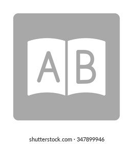 Handbook vector icon. Style is flat rounded square button, white and silver colors, white background.