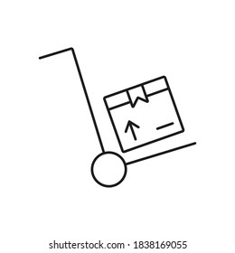handcar with box icon element of logistics icon for mobile concept and web apps. Thin line handcar with box icon can be used for web and mobile. Premium icon on white background