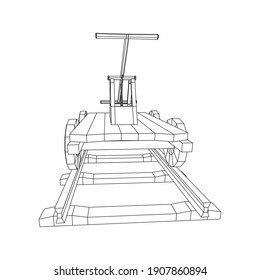 Handcar transportation. Draisine or rail vehicle. Wireframe low poly mesh vector illustration.