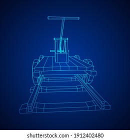 Handcar transportation. Draisine or rail vehicle. Wireframe low poly mesh vector illustration.