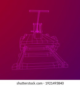 Handcar transportation. Draisine or rail vehicle. Wireframe low poly mesh vector illustration.
