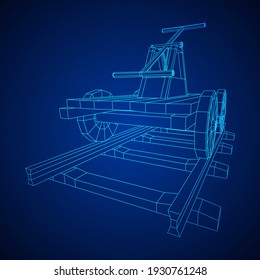 Handcar transportation. Draisine or rail vehicle. Wireframe low poly mesh vector illustration.
