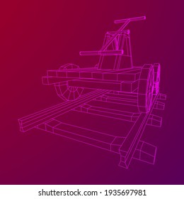 Handcar transportation. Draisine or rail vehicle. Wireframe low poly mesh vector illustration.