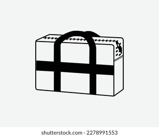 Handcarry Zipper Bag Hand Carry Briefcase Luggage Black White Silhouette Sign Symbol Icon Graphic Clipart Artwork Illustration Pictogram Vector svg
