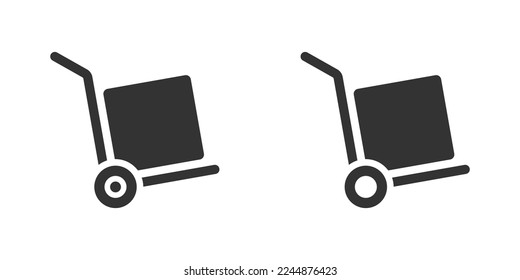 Handcart with box inside vector icons set