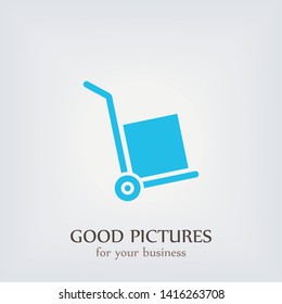 A handcart with a box vector icon  in modern  style. Black  image for your web - site design and mobile apps. Boxing vector illustration.