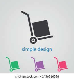 A handcart with a box vector icon  in modern  style. Black  image for your web - site design and mobile apps. Boxing vector illustration.