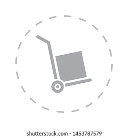 A handcart with a box vector icon in modern style. Black image for your web - site design and mobile apps. Boxing vector illustration.
