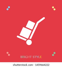 A handcart with a box vector icon in modern style. Black image for your web - site design and mobile apps. Boxing vector illustration. A sign of a handcart.