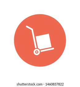 A handcart with a box vector icon in modern style. Black image for your web - site design and mobile apps. Boxing vector illustration. A sign of a handcart.