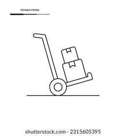 Handcart And Boxes Icon Vector Design.