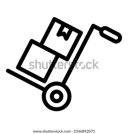 Handcart with boxes line icon, delivery and logistics symbol, Cart for cargo transportation vector sign on white background, Hand truck cardboards icon outline style. Vector graphic.