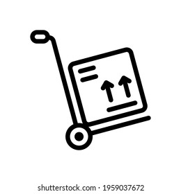 Handcart with boxes, moving packages, simple business icon. Black icon on white background