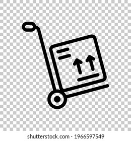 Handcart with boxes, moving packages, simple business icon. Black editable linear symbol on transparent background