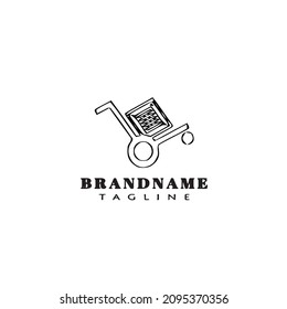 handcart cardboard box delivery logo cartoon icon design template black modern isolated vector illustration