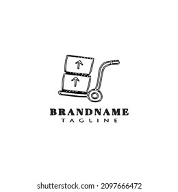handcart cardboard box delivery logo cartoon icon design template black modern isolated vector illustration