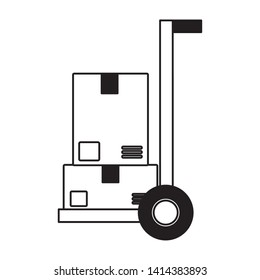 handcart cardboard boxes fast delivery vector illustration