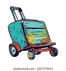 handcart carrying luggage illustration icon isolated