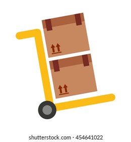 handcart cart boxes carton icon vector isolated graphic