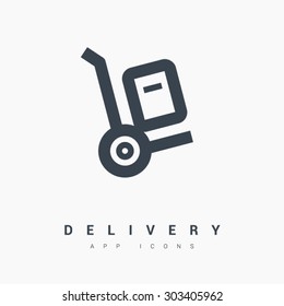 a handcart delivery vector app web line icon